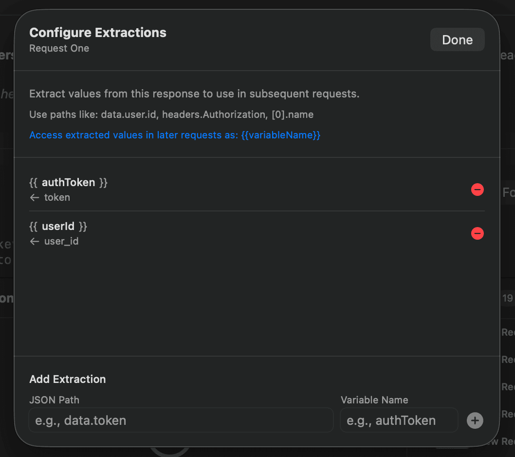 Configure Extractions panel